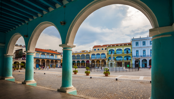 Plaza Vieja from the porch of the Fototeca de Cuba, Old Havana, Cuba.
